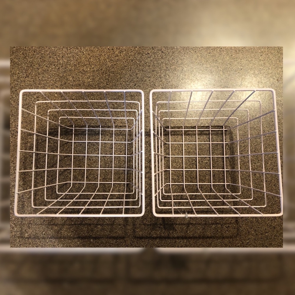 2 Pastel Pink Wire Baskets